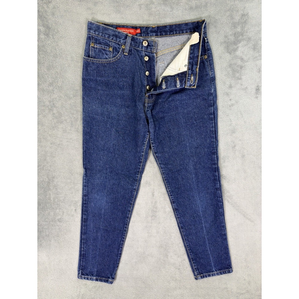 Vintage Banana Republic Jeans Womens 6 Blue Tapered Button Fly Denim Made In USA